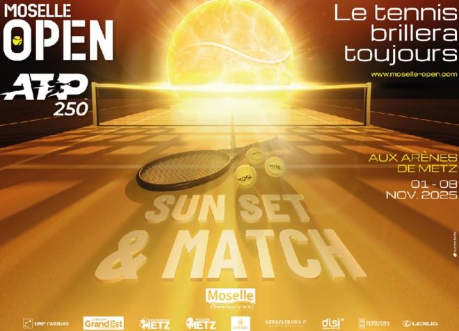 Le tennis brillera toujours à Metz. La preuve avec cette magnifique affiche de la 22ème et dernière édition qui se tiendra du 1er au 8 novembre prochain - © Moselle Open