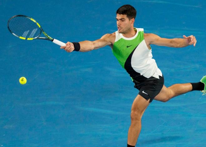 Carlos Alcaraz s'est de nouveau imposé en 3 sets ce mercredi à Melbourne - © Rolex - Jon Buckle