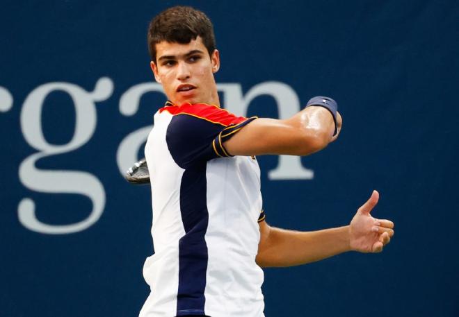 A 18 ans, Carlos Alcaraz s'est qualifié pour sa première 1/2 finale en ATP 500 à Vienne - © Susa - Icon Sport