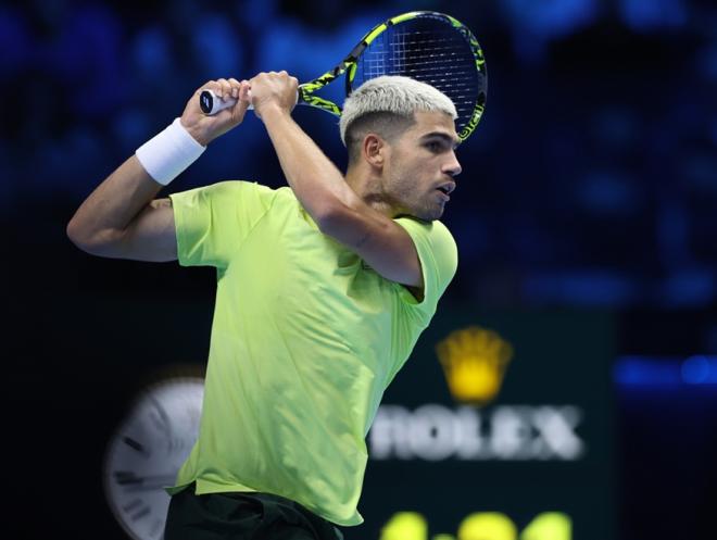 Carlos Alcaraz a livré un gros match ce mardi au Masters ATP - © Rolex - Antoine Couvercelle