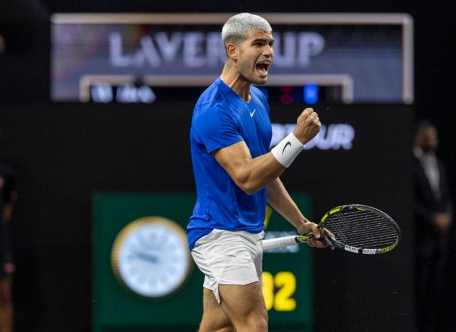 Carlos Alcaraz a été un des principaux artisans de la victoire de l'Europe en Laver Cup - © Rolex - Jed Jacobsohn