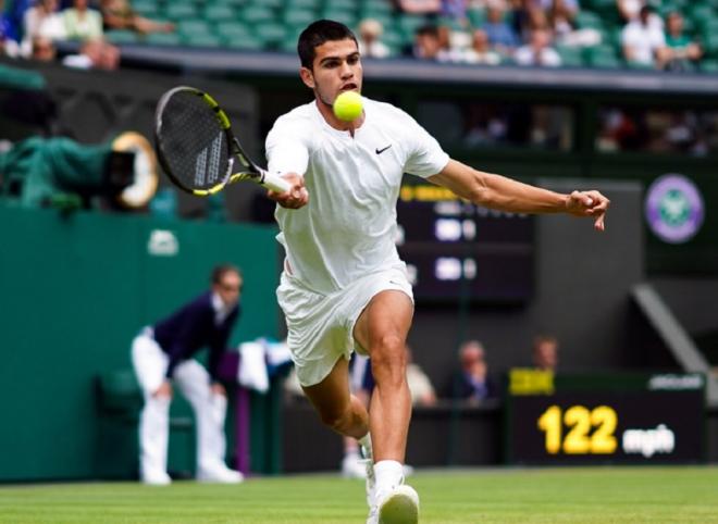 Carlos Alcaraz a tremblé ce samedi lors de son 3ème tour à Wimbledon - © PA Images - Icon Sports