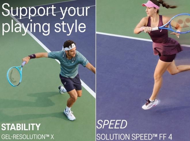 Lorenzi Musetti (15ème ATP) utilise les chaussures ASICS Gel-Résolution X. De son côté, Belinda Bencic (11ème WTA) joue avec les Solution Speed FF4 -  © ASICS