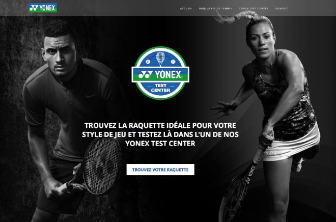 La home page de la plateforme du Test Center de raquettes de Yonex - © DR
