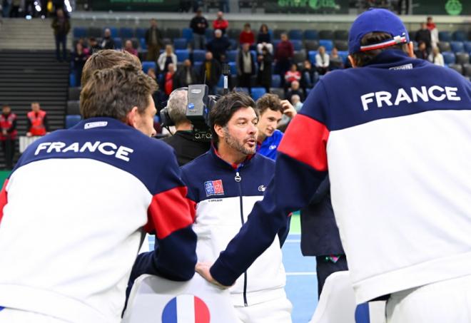 L'équipe de France de Coupe Davis coachée par Sébastien Grosjean s'est inclinée face à l'Australie - © Philippe Montigny - FFT